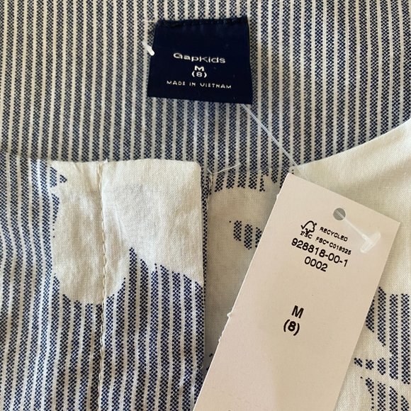 GAP Kids | Blue and white Vertical striped floral pattern Dress Size 8 MediumNWT - Picture 4 of 4